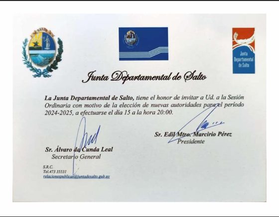 Junta Departamental de Salto invita